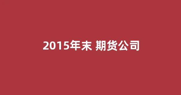 2015年末 期货公司_https://www.wanyuyiyao.com_北交所_第1张